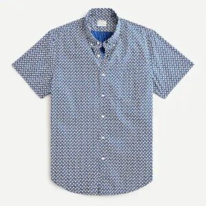 Short-sleeve stretch Secret Wash cotton poplin